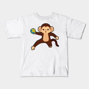 Monkey as Handball player with Handball Kids T-Shirt